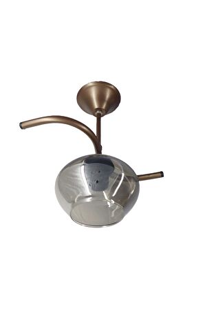 Fuji Bronz Tekli Füme Yatsı Camlı Avize | Kaliteli Modern Metal Avize