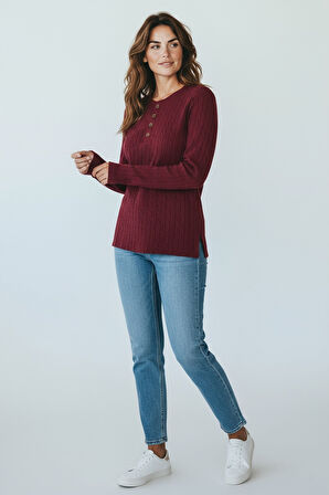 KADIN YAKA DÜME DETAYLI MEVSİMLİK BLUZ