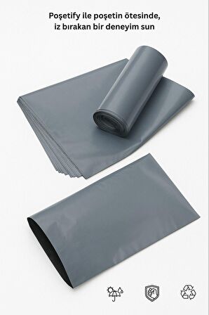Gri Cepsiz Kargo Poşeti 17x23+4 cm | Yapışkan Bantlı Kargo Zarfı | 50’li E-Ticaret Poşeti