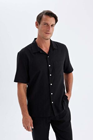 DeFacto Relax Fit Yazlık Polo Yaka Kısa Kollu Gömlek C1110AX24SMBK81