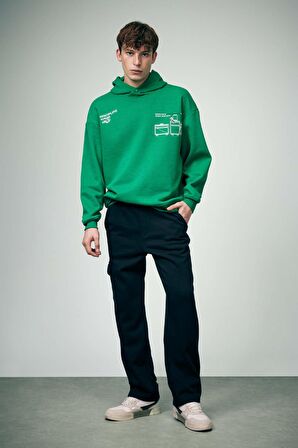 DeFacto Oversize Fit Kapüşonlu Baskılı Sweatshirt B0252AX23WNGN1037