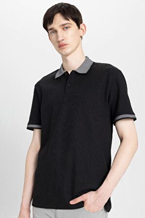 DeFacto New Regular Fit Waffle Kısa Kollu Basic Düz Polo Tişört B4508AX24SPBK81