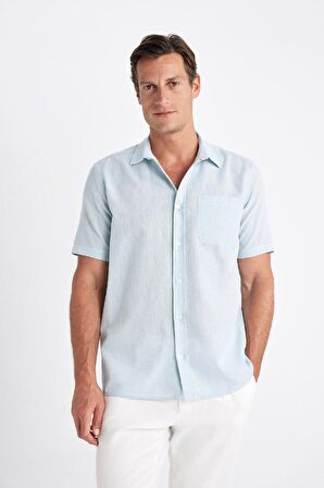 DeFacto Regular Fit Yazlık Polo Yaka Basic Düz Kısa Kollu Gömlek D4497AX24SMTR284