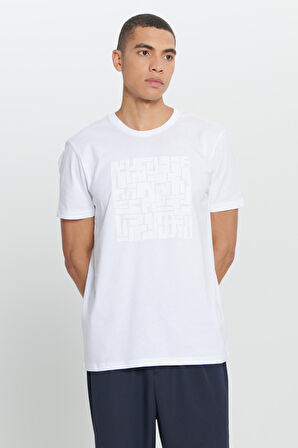 Standart Fit Normal Kesim %100 Pamuk Baskılı Bisiklet Yaka Tişört