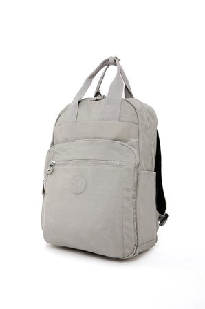 SRG Unisex Suya Dayanıklı Krinkıl Kumaş Çok Gözlü Bej Laptop Okul Ve Seyahat Sırt Çantası