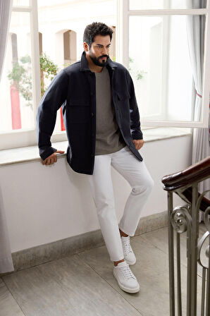 Erkek Beyaz 360 Derece Her Yöne Esneyen Rahat Slim Fit Dar Kesim Pantolon
