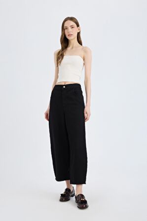 Barrel Fit Normal Bel Bilek Boy Yumuşak Jean Pantolon