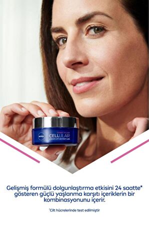 Nivea Cellular Expert Filler Yoğun Yaşlanma Karşıtı Gece Yüz Bakım Kremi 50ml, Hyaluronik Asit, Folik Asit