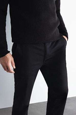 DeFacto Kanvas Chino Pantolon Normal Kesim 4 Cepli Pamuklu Esnek Düz Paça C9440AX24AUBK81