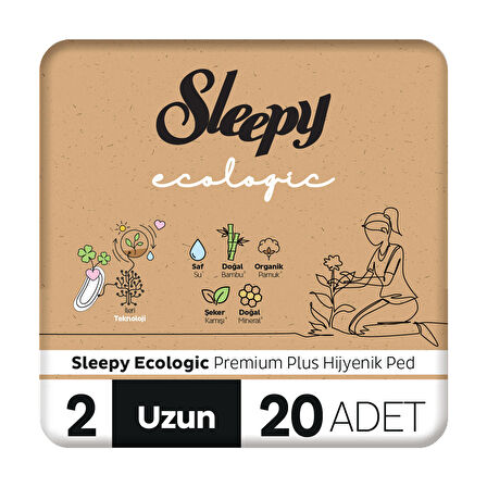 Sleepy Ecologic Premium Plus Uzun Hijyenik Ped 20 Adet