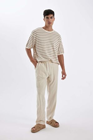 DeFacto Relax Fit Rahat Kesim Dar Paça Keten Karışımlı Yazlık Pantolon C1140AX24SMBG750