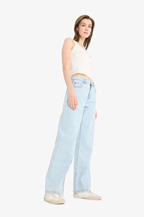 Straight Wide Yüksek Bel Düz Paça Uzun Jean Pantolon