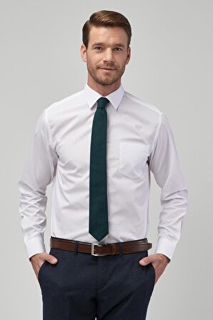 Erkek Beyaz Regular Fit Geniş Kesim Gömlek