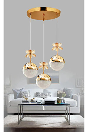 Litra Lighting Kelebek Model Gold Kaplama Salon Mutfak Oturma Odası Led Spor Modern Sarkıt Avize