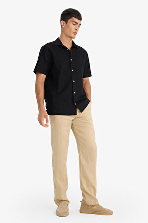 DeFacto %100 Keten Relax Fit Rahat Kesim Düz Paça Yazlık Pantolon C1117AX25SPBG732