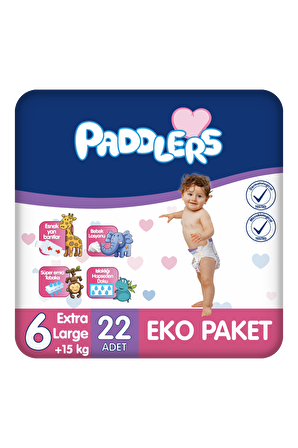 Paddlers Bebek Bezi 6 Numara X-Large 22 Adet (15+Kg) Eko Paket