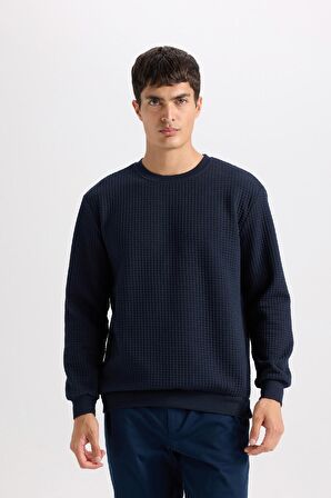 DeFacto Regular Fit Bisiklet Yaka Jakarlı Sweatshirt D5392AX24AUNV135