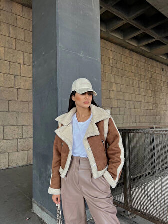 Chanel Deri Süet Kraşlı İçi Peluşlu Kaplama Kaban
