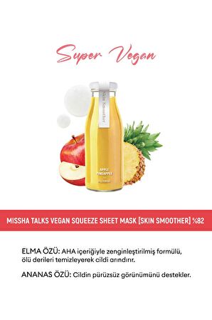 Pürüzsüz Görünüm Sunan Vegan Yaprak Maske Talks Vegan Squeeze Sheet Mask (Skin Smoother)
