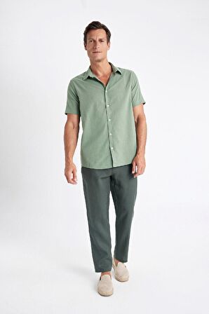 DeFacto Regular Fit Yazlık Polo Yaka Pamuklu Basic Düz Kısa Kollu Gömlek D1057AX24SMKH450