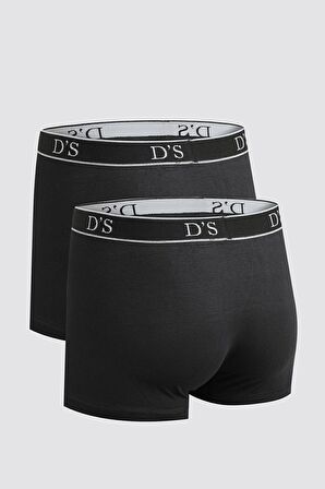 Ds Damat Siyah Beli Lastikli Marka Logolu Likralı Esneyebilen 2'li Boxer Set 4HC44ORTBS02