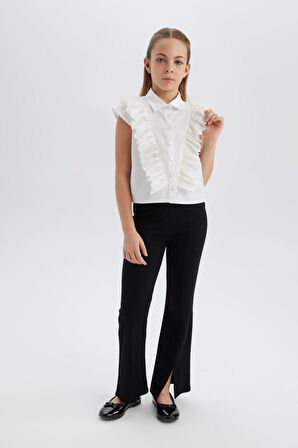 DeFacto Kız Çocuk Flare Fit Yırtmaçlı Pantolon B6893A825SMBK81