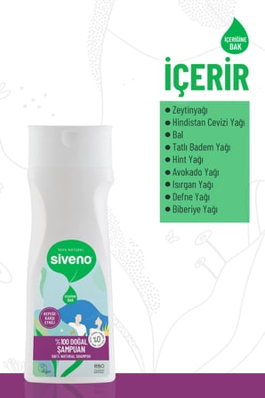 Siveno %100 Doğal Kepeğe Karşı Etkili Şampuan Yağlı Saçlar Çay Ağacı Keklik Üzümü Vegan 300 ml X 2 Adet