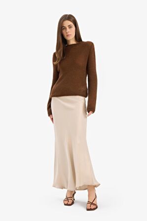 DeFacto A Kesim Normal Bel Saten Midi Etek B1867AX25SPBG757