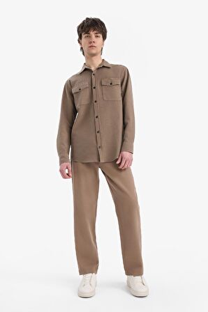 DeFacto %100 Pamuk Regular Fit Polo Yaka Basic Düz Uzun Kollu Gömlek B2654AX25SPBN229