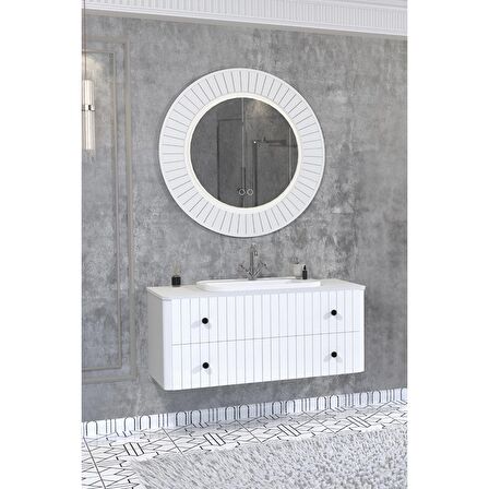 SOLARİS 120 CM BEYAZ LAVABOLU BANYO DOLABI  BEYAZ AYAKSIZ - BOY DOLAP HARİÇ