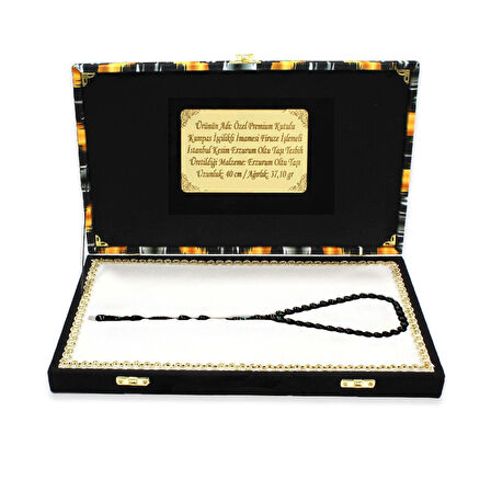 Özel Premium Kutulu Kumpas İşçilikli İmamesi Firuze İşlemeli İstanbul Kesim Erzurum Oltu Taşı Tesbih