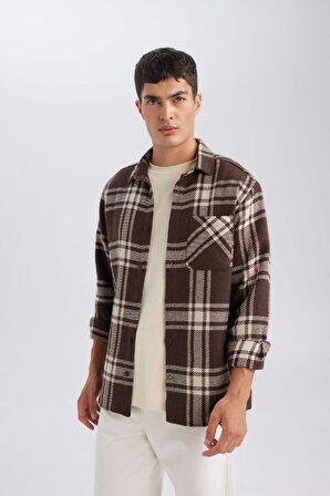 Regular Fit Polo Yaka Kareli Uzun Kollu Gömlek
