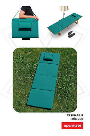 XPERMATE Katlanır Şezlong Minderi - Taşınır Kamp Yatağı Su Itici Solmaz Kumaş 180x60x3 Yeşil Ultraluks