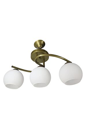 Fuji Eskitme 3'lü Beyaz Camlı Avize | Kaliteli Modern Metal Avize