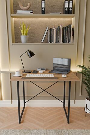60x90 Çalışma Masası Metal Ayaklı Ders Çalışma Ofis Masası Atlantik Çam