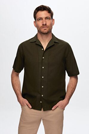 Ds Damat Relaxed Haki Düz %100 Pamuk Gömlek 0HC02ORT02313 0HC02ORT02313