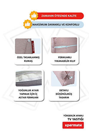 XPERMATE Yükseklik Ayarlı TV ve Kitap Okuma Yastığı Bel, Sırt ve Boyun Desteği Pembe