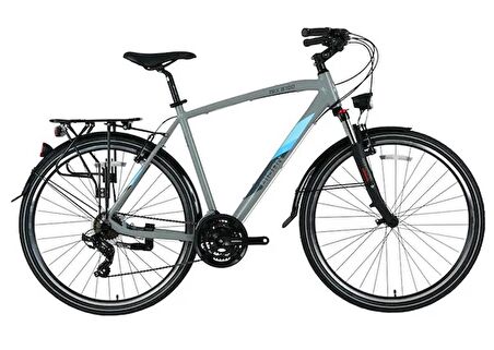 BİSAN TRX 8100 CITY ERKEK ŞEHİR BİSİKLETİ 52CM V 28 JANT 21 VİTES AÇIK METAL GRİ YEŞİL BEYAZ