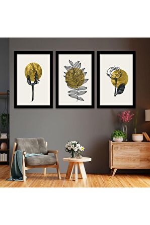 GÜMÜŞ AYNALI PLEKSİ ÇERÇEVELİ MİNİMALİST GÜNEŞ MANZARALI BEYAZ ALTIN SARISI SOYUT ÇİZİM TABLO