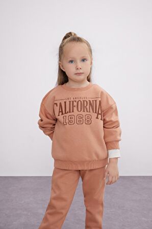 DeFacto Kız Bebek 2'li Takım Baskılı Bisiklet Yaka Sweatshirt Üst Beli Lastikli Eşofman Altı D0815A524AUBN564