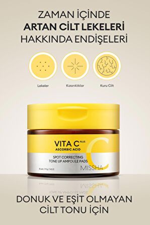 C Vitamini İçeren Peeling Etkili Çift Taraflı  Ped(60Adet) Vita C Plus Skin Clearing Pads Double Set