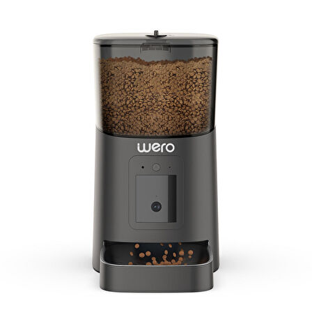 Wero 1080p Ayarlanabilir Kamera, 6 Lt, Wifi Kontrol Kedi / Köpek Besleyici, Pet Feeder, Metal Kase, Siyah