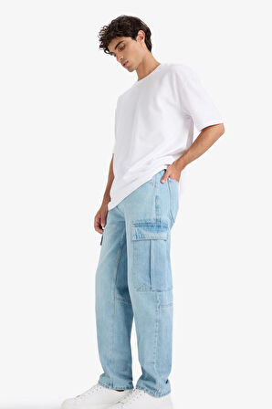 %100 Pamuk Relax Fit Düz Paça Jean Pantolon