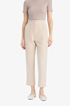 DeFacto Carrot Fit Crop Kumaş Pantolon Fermuarlı Yüksek Bel Dar Paça C2466AX25SPBG737