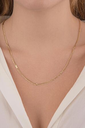 14 Ayar Altın Gurmet Zincirde Fiyonk Detaylı Kolye 2.50 mm