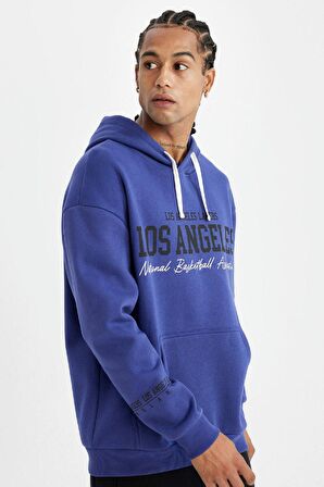 DeFactoFit NBA Los Angeles Lakers Oversize Geniş Kalıp Bisiklet Yaka Kalın Sweatshirt C9255AX24AUPR76