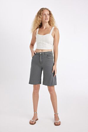 DeFacto Normal Bel Kısa Paça Gabardin Bermuda Şort D0965AX24SMGR449