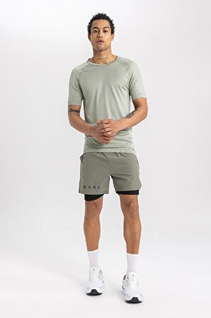 DeFactoFit Slim Fit Dar Kesim Bisiklet Yaka Sporcu Kısa Kollu Tişört B2887AX24SPGN920