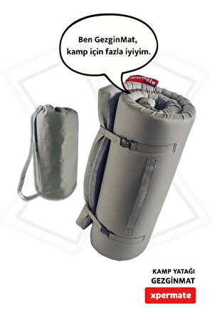 XPERMATE GezginMat Kamp Yatağı Taşıma Çantalı Kamp Matı Fermuarlı Kamp Minderi Çadır Matı Su itici Kumaş 70x180x6cm
