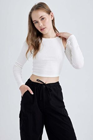 DeFacto Coool Fitted Fitilli Kaşkorse Uzun Kollu Tişört B1239AX23AUWT32